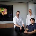 Michael Sughrue, cofounder, Stephen Scheeler (CEO) and Stephane Doyen, cofounder of Omniscient Neurotechnology, which creates brain maps